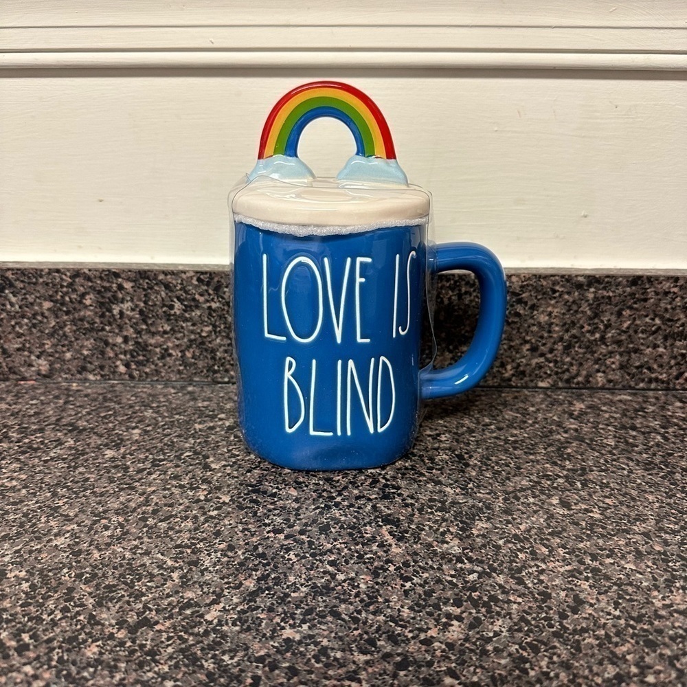 Rae Dunn Love is Blind Mug with Lid